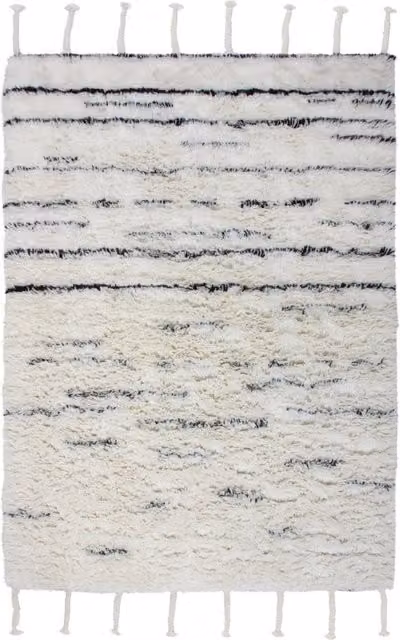 Tappeto Casablanca 100 in Lana a Pelo Lungo Bianco Avorio