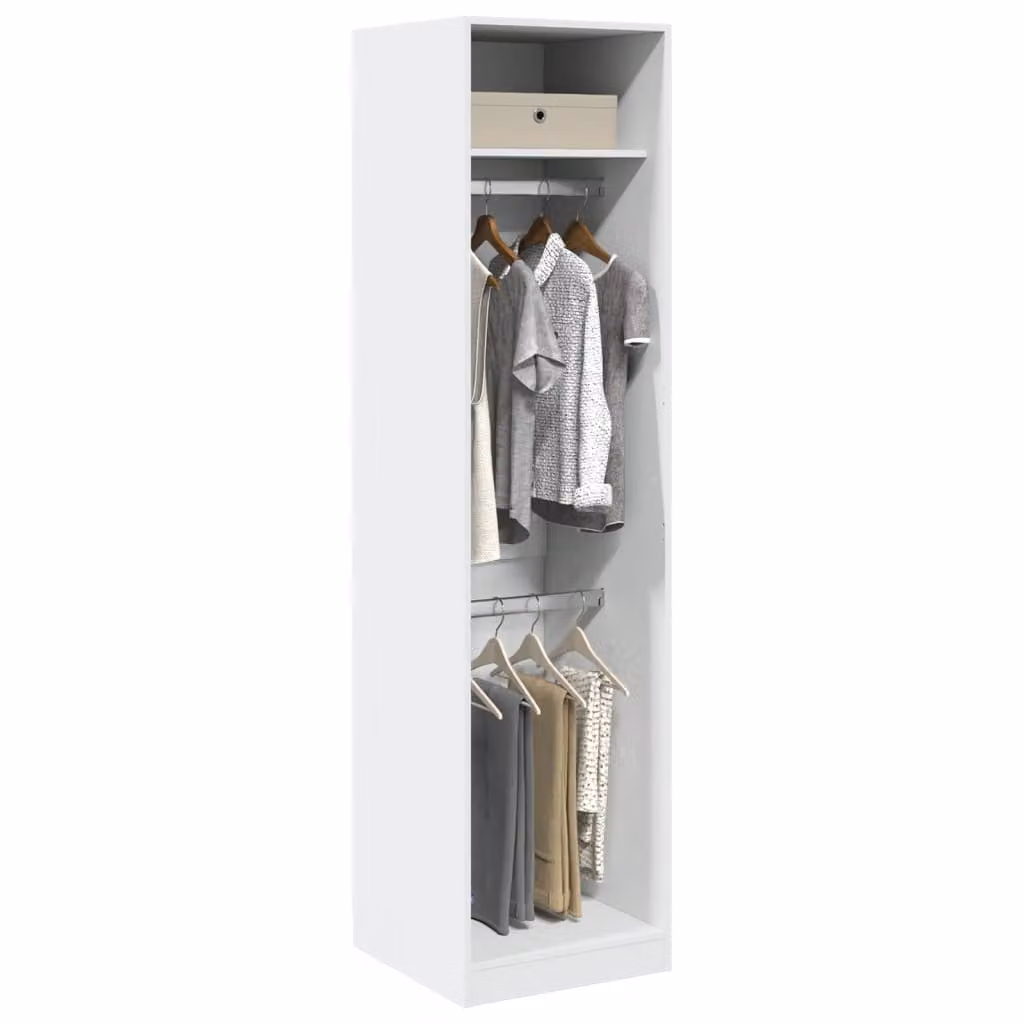 Armadio bianco vidaXL in legno e MDF con ante e ripiani, L/P/H: 50 x 50 x 200 cm