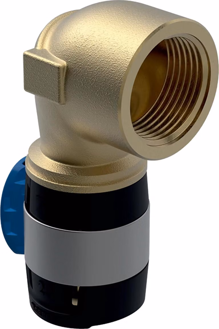 Geberit GE FlowFit, raccordo di transizione, IG, RG+, 90 gradi, d20 mm x Rp1/2, 1 pz.