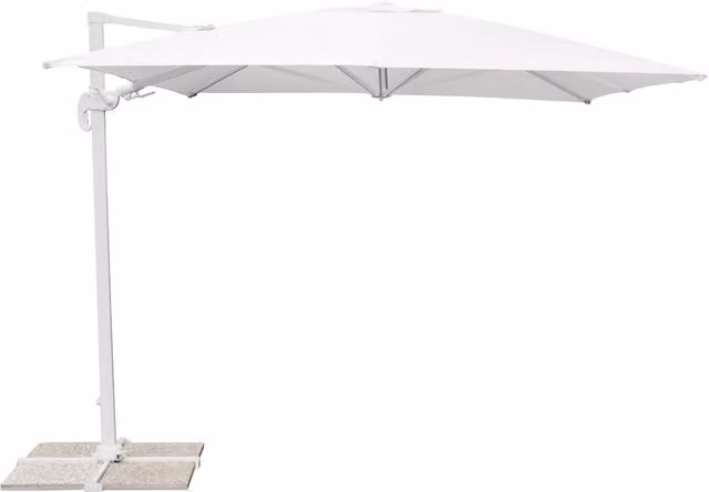 Cheonda - Ombrellone California 3X3 palo basculante bianco con maniglia Greenwood
