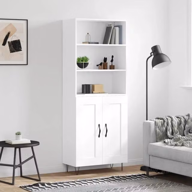 Credenza Bianca 69,5x34x180 cm in Legno Multistrato 3189949