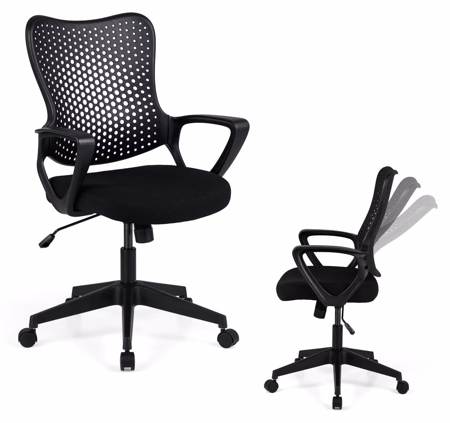Sedia da ufficio KOMFOTTEU, sedia girevole regolabile in altezza con rotelle, sedia da lavoro con schienale e braccioli, sedia da computer ergonomica con seduta imbottita, sedia da scrivania per studio, ufficio