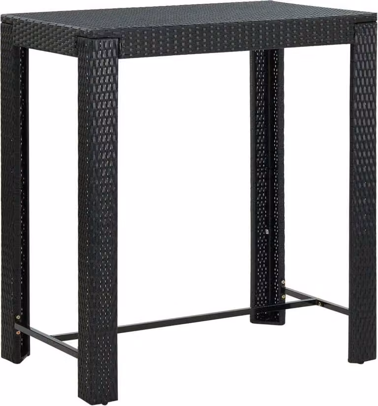 The Living Store Tavolo bar da giardino nero 100x60,5x110,5 cm Poly Rattan