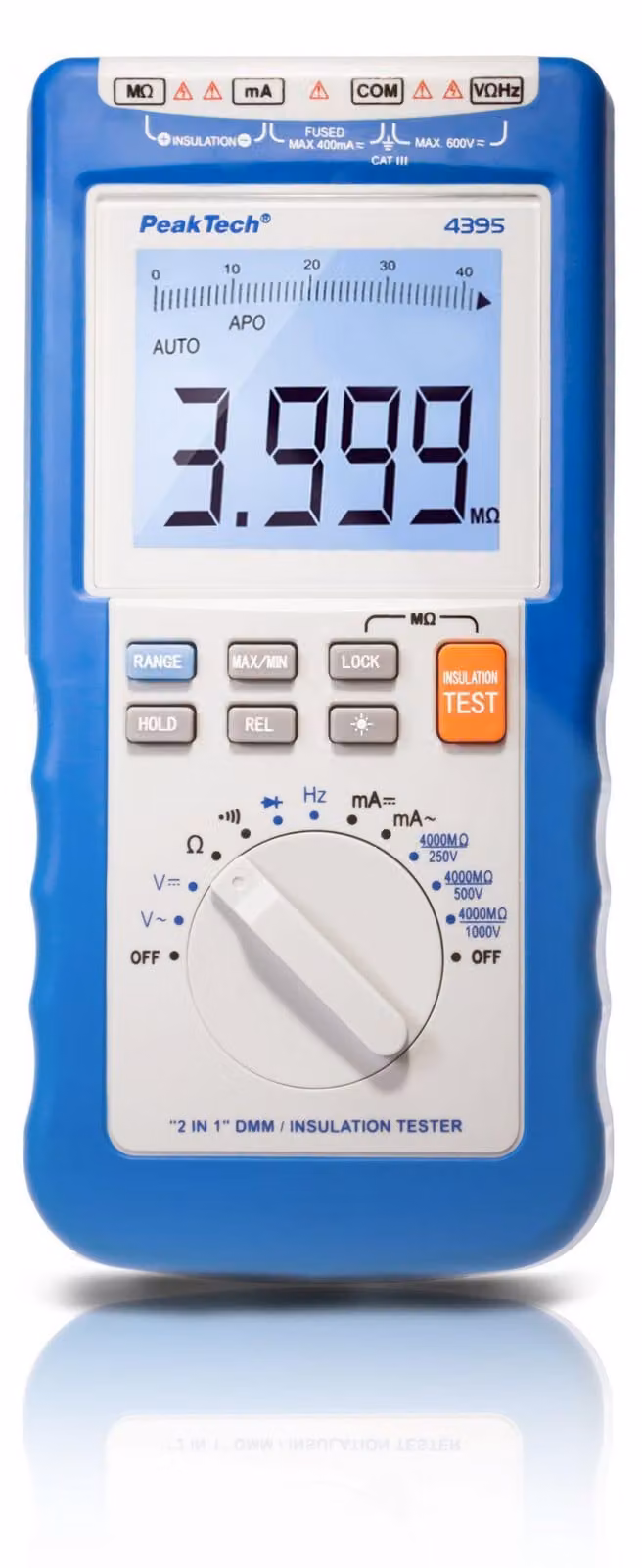 PeakTech P 4395 Multimetro e tester di isolamento - 250-1000V, 4000 MΩ, 4000 conteggi - Preciso e robusto per professionisti