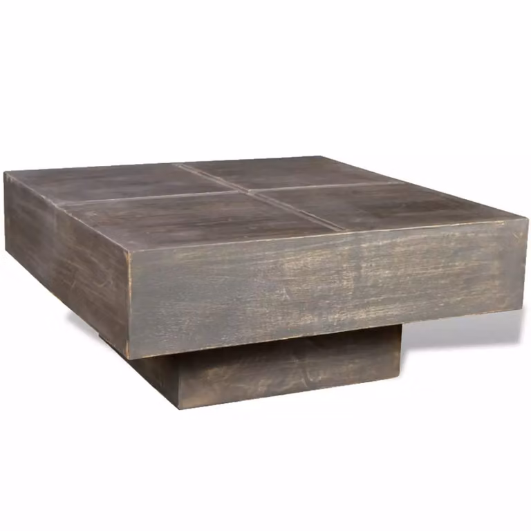 Tavolino quadrato marrone scuro in legno massiccio di mango