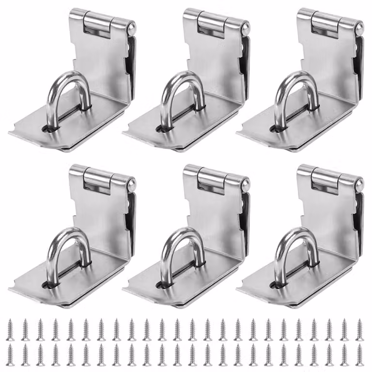 Chiusure a scatto per porte, angolo di 90 gradi, bloccabili, confezione da 6 pezzi, realizzate in acciaio inossidabile 304, con sistema di blocco di sicurezza da 140 mm, complete di viti