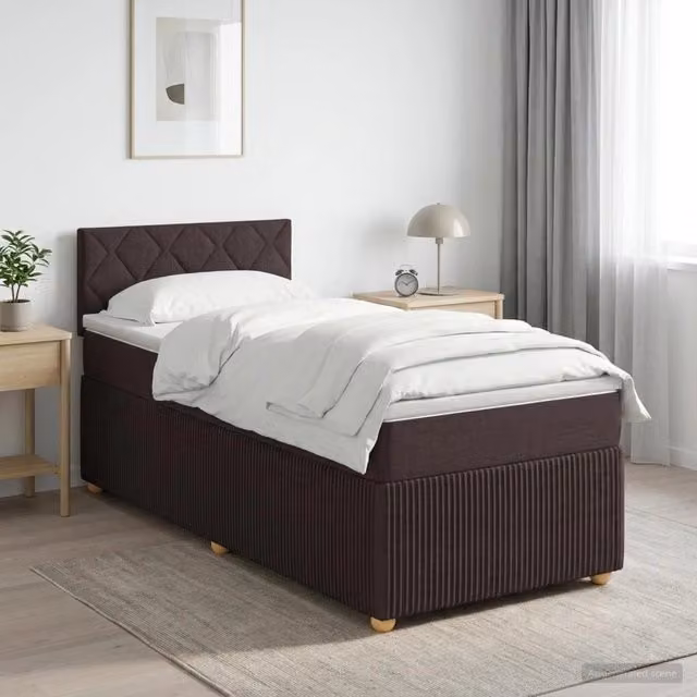 Letto box spring con materasso Marrone Scuro 80 x 200 cm 3451345