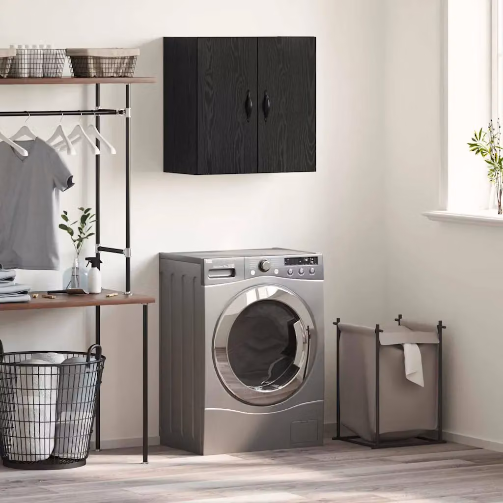 vidaXL Mobiletto a muro moderno in legno nero opaco L 60 cm, P 31 cm, H 60 cm