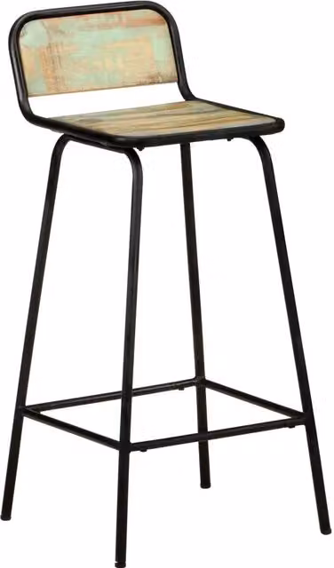 Set di 4 sgabelli da bar vidaXL in legno di mango e metallo multicolore stile industriale per cucina e soggiorno L/P/H: 76 x 44 x 44 cm
