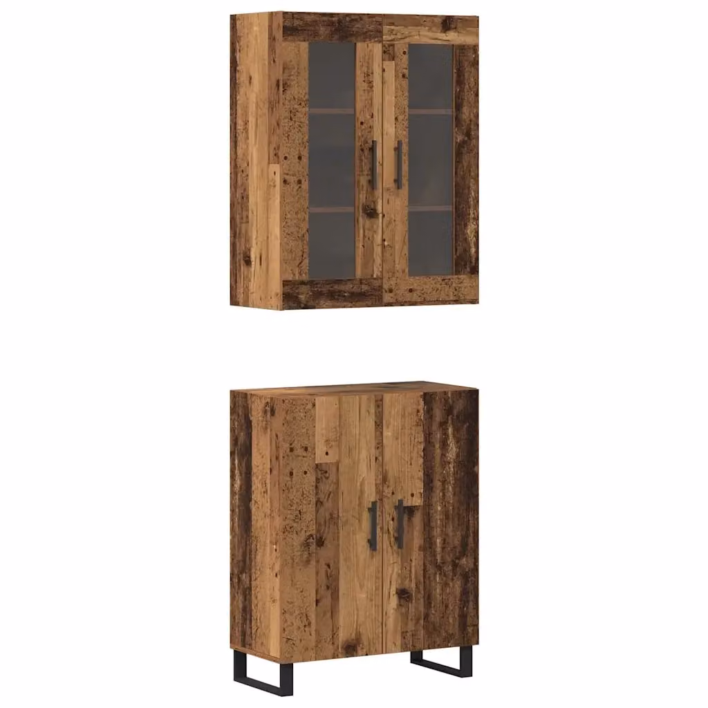 Set di 2 credenze vidaXL in legno vecchio marrone per soggiorno e sala da pranzo L/P/H: 69,5 x 34 x 180 cm – 2