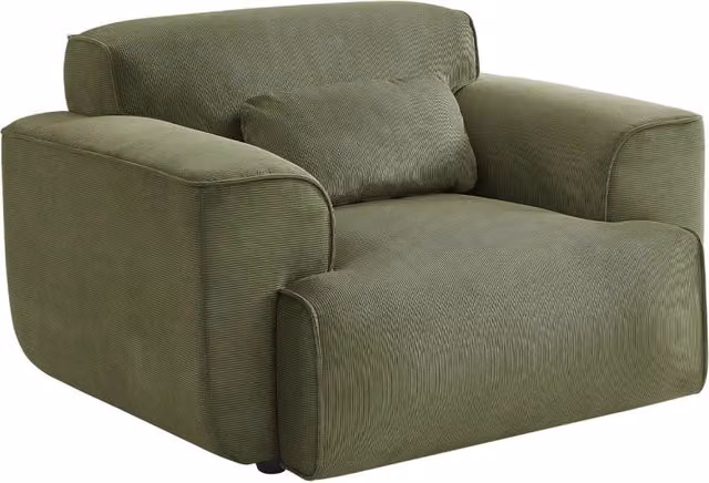 Poltrona singola Sweeek in velluto verde con struttura in legno massello e braccioli, L: 73,0 cm, P: 76,7 cm, H: 116,0 cm