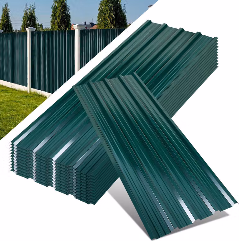 Ikodm 12 pannelli per tetto in lamiera trapezoidale 129x46 cm, verde, zincata, lamiera ondulata per copertura