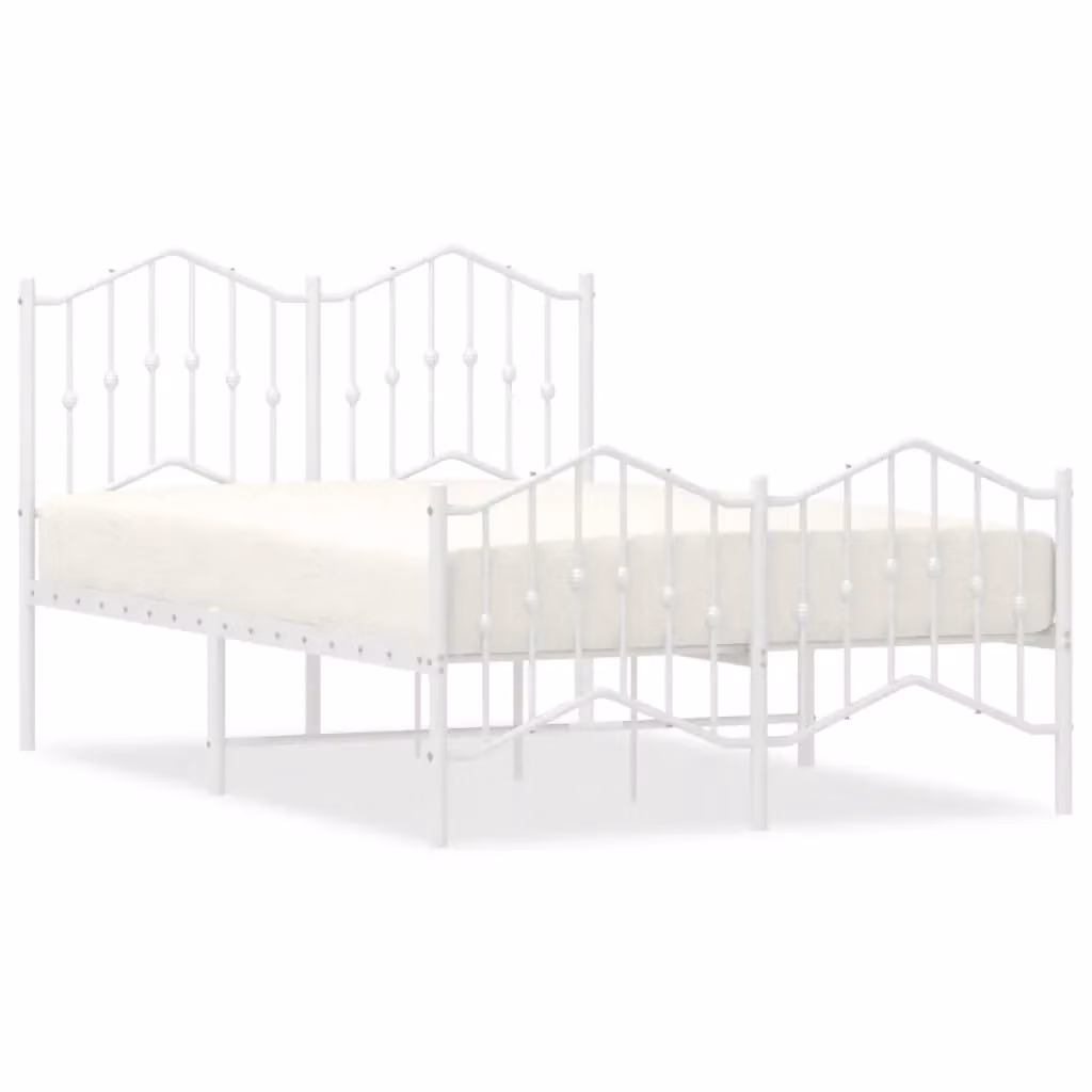 Letto con testiera e pediera in metallo bianco vidaXL L/P: 120 x 200 cm – 2