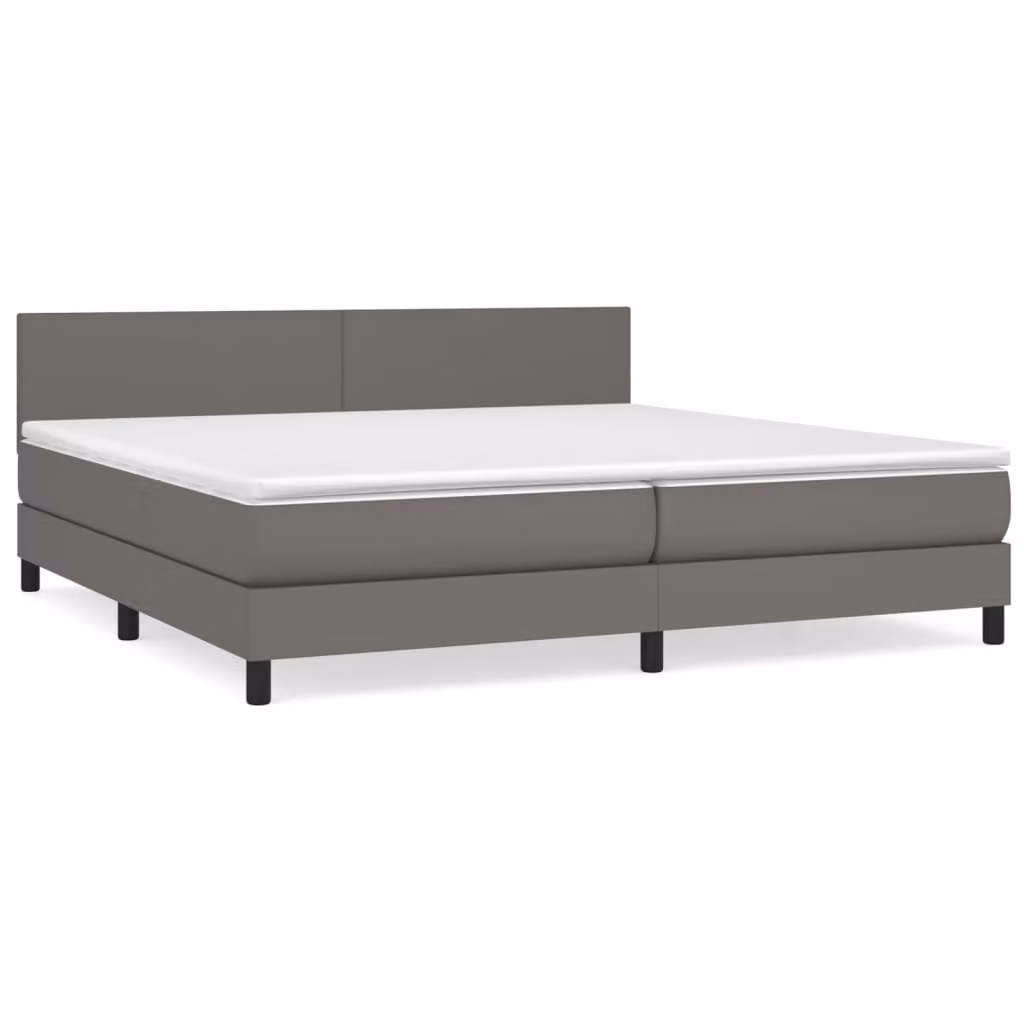 Giroletto a Molle con Materasso Grgio 200x200 cm in Pelle finta
