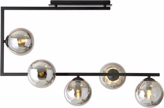 Plafoniera Minimal Yagokoro Acciaio Nero 5 Luci E14