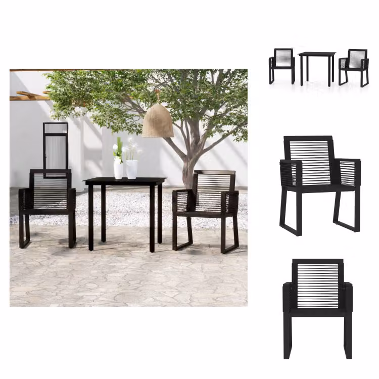 vidaXL Set da pranzo da giardino 3 pezzi nero - Set di mobili da giardino