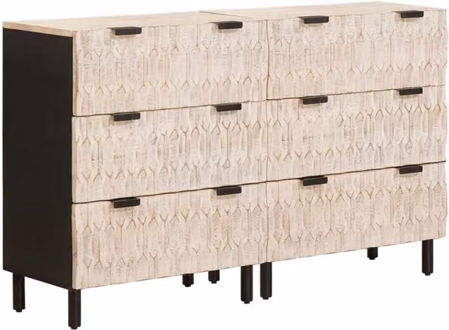 Credenza 2 pz | Madia | Buffet da pranzo | Armadio da pranzo Finitura Bianco Lavato 60 x 33 x 75 cm