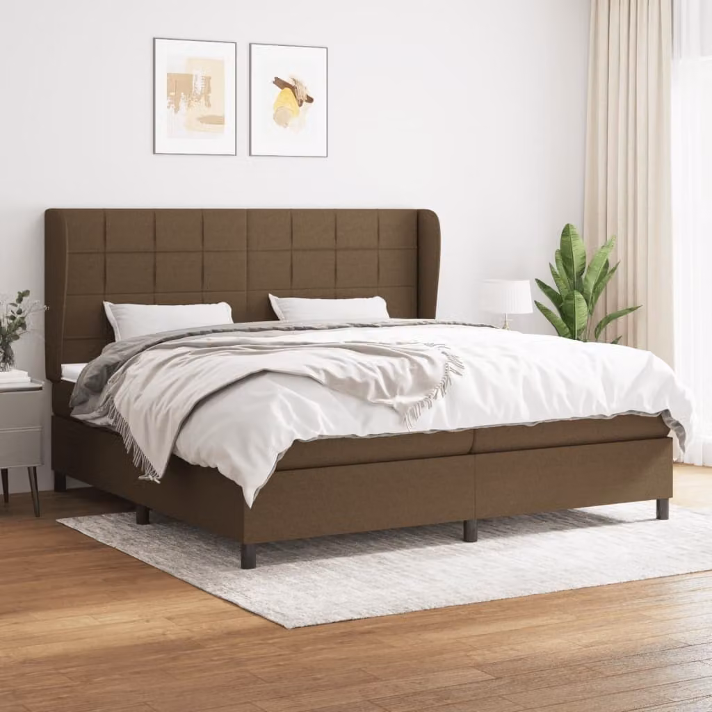 Maison Exclusive - Giroletto a Molle con Materasso Marrone Scuro 200x200cm Tessuto