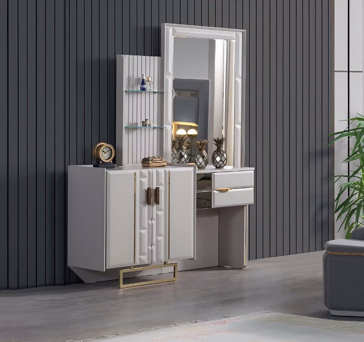 Schminktisch mit Spiegel Schlafzimmer Luxus Möbel Design Einrichtung