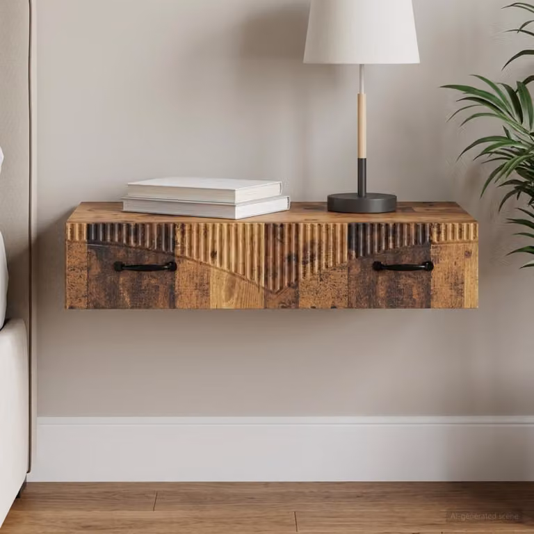 vidaXL Tavolino da parete moderno in legno color marrone L 87,5 x P 34,5 x H 17 cm