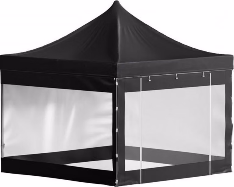Tenda per feste 3x3m - Con pareti laterali - Tenda pieghevole - Nero - Padiglione - Montabile - Tenda in PVC - Tenda da giardino