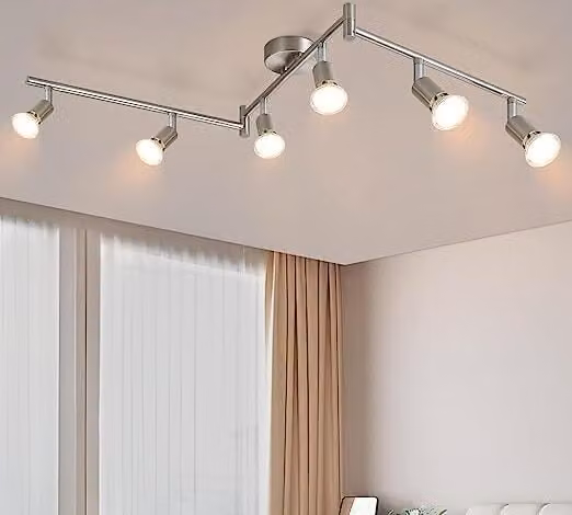 ZMH Faretto da soffitto a LED a 6 luci - Lampada da soffitto per soggiorno - Faretto da soffitto GU10 orientabile a 330° - Lampada in acciaio inossidabile per camera da letto - Interni