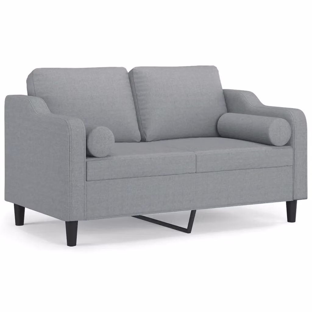 Divano a 2 posti moderno vidaXL in tessuto grigio con cuscini e coperture rimovibili L: 138 cm, P: 80 cm, H: 77 cm – 2