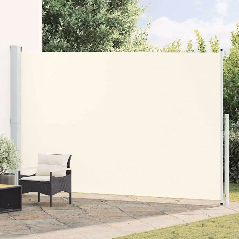 vidaXL Tenda Laterale Retrattile per Patio in Poliestere e Acciaio, L: 514 cm, H: 220 cm, Colore Crema