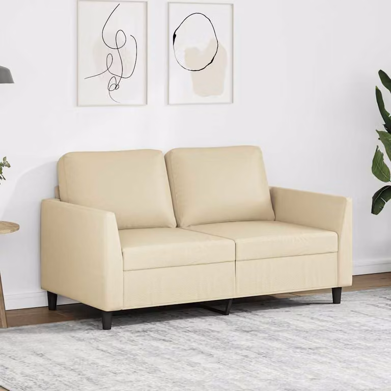 Divano a 2 posti moderno vidaXL in similpelle beige con struttura in metallo e imbottitura in schiuma L: 140 cm, P: 77 cm, H: 80 cm