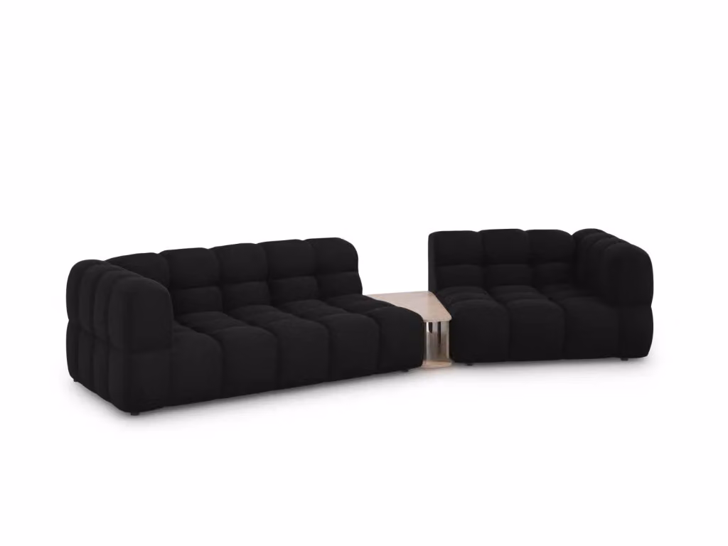 Divano modulare Sky Cosmopolitan Design a 3 posti in velluto nero con configurazione a L destra L/P/H: 353 x 126 x 90 cm – 2