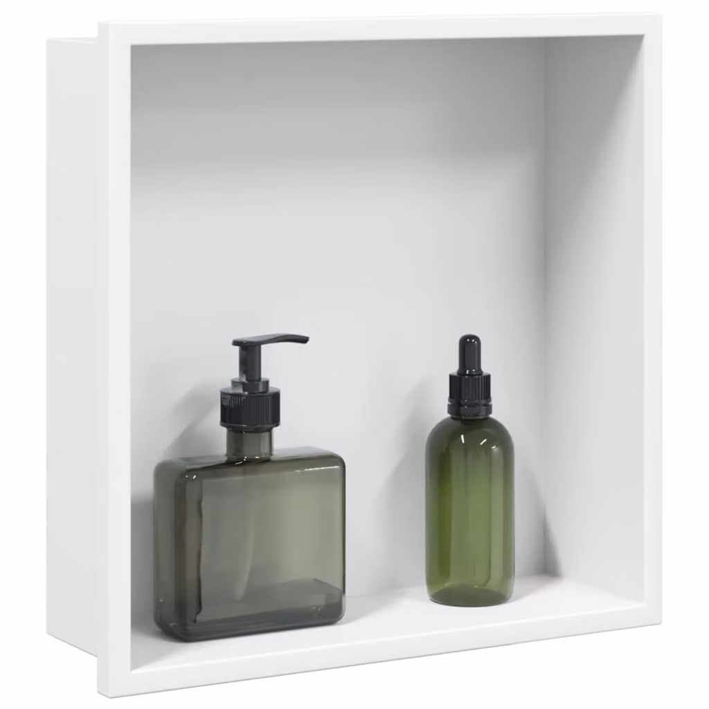 Nicchia per doccia incassata vidaXL in acciaio inox, bianco opaco, L/P/H: 32 x 32 x 9 cm