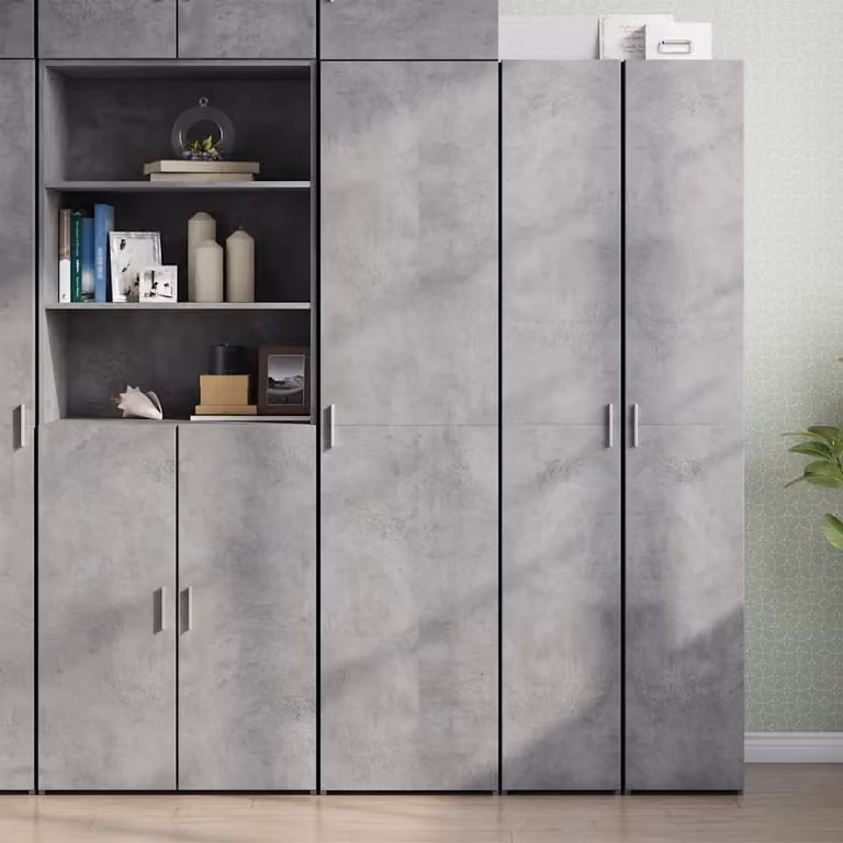 Credenza moderna vidaXL in legno MDF Grigio Cemento L 45 cm, P 42,5 cm, H 185 cm