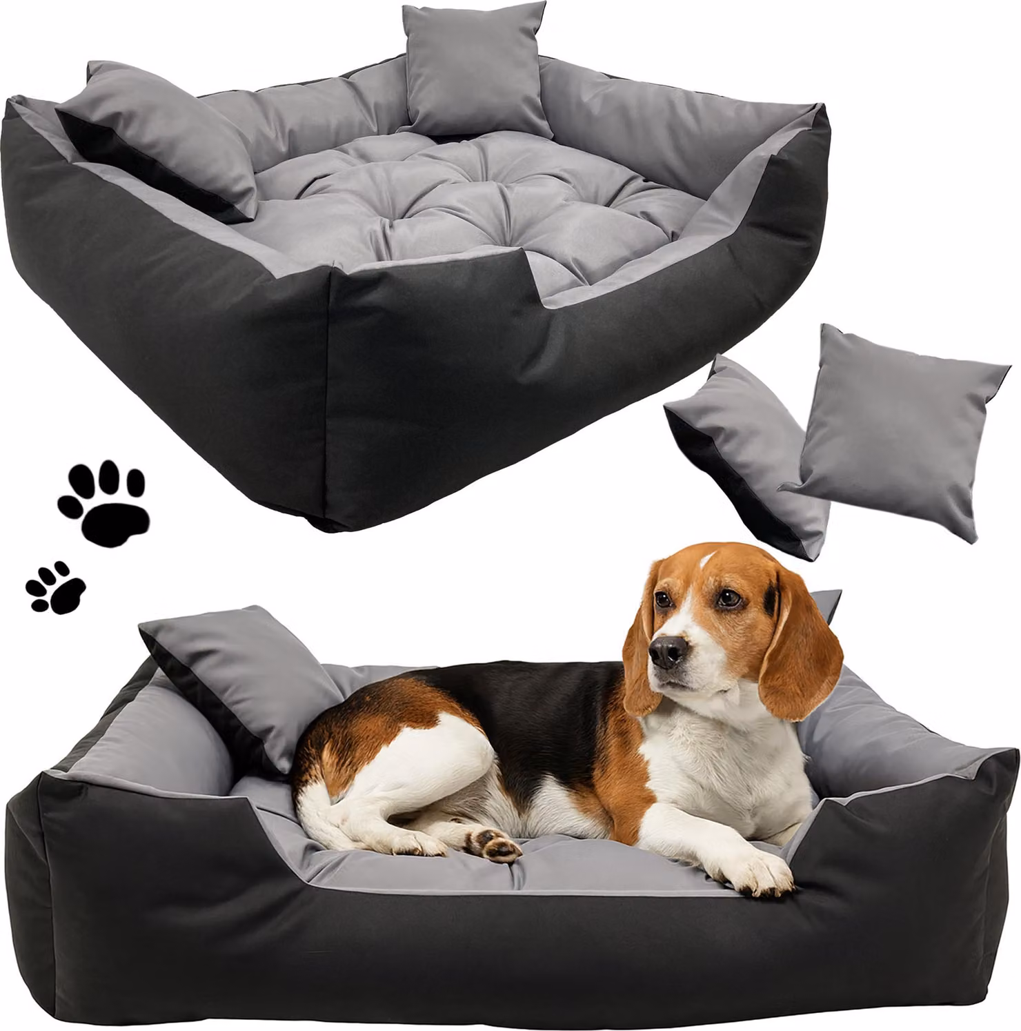 Letto per cani 145x115 cm grigio Divano per cani, gatti con cuscino, poltrona per cani, impermeabile