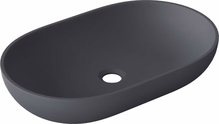 doporro Lavabo da Appoggio, Lavandino Bagno 54x34x10.5cm, Lavabo Ovale da Minerale Fuso Colossum808, Antracite Opaco