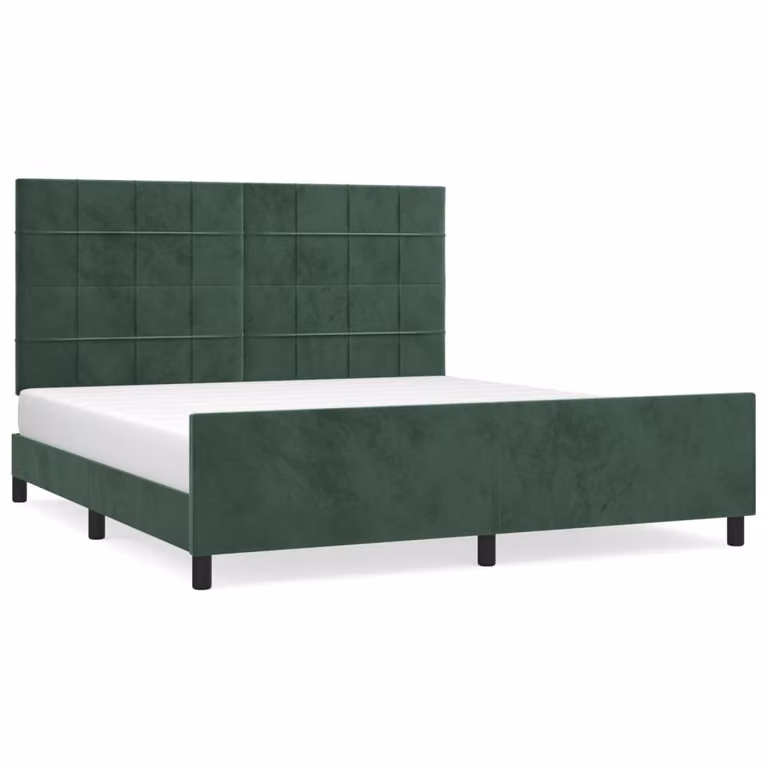 Giroletto senza Materasso Verde Scuro 160x200 cm in Velluto