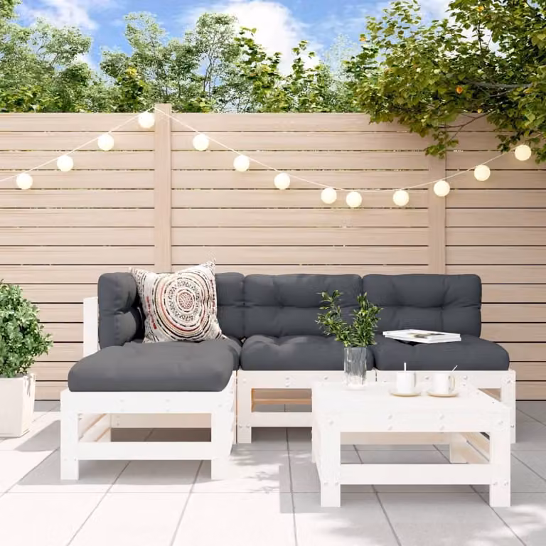 Maison Exclusive - Set Salotto da Giardino 5 pz Bianco in Legno Massello di Pino
