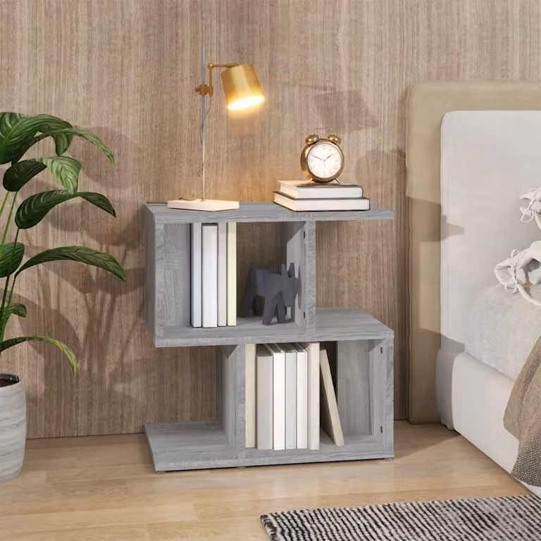 Comodino moderno vidaXL in legno multistrato grigio, sospeso a parete, L: 50 cm, P: 30 cm, H: 51,5 cm