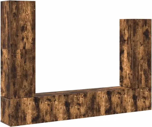 Set di Mobili Porta TV 4 pz | Armadietto TV | Mobile Porta TV Rovere Fumo in Legno Multistrato