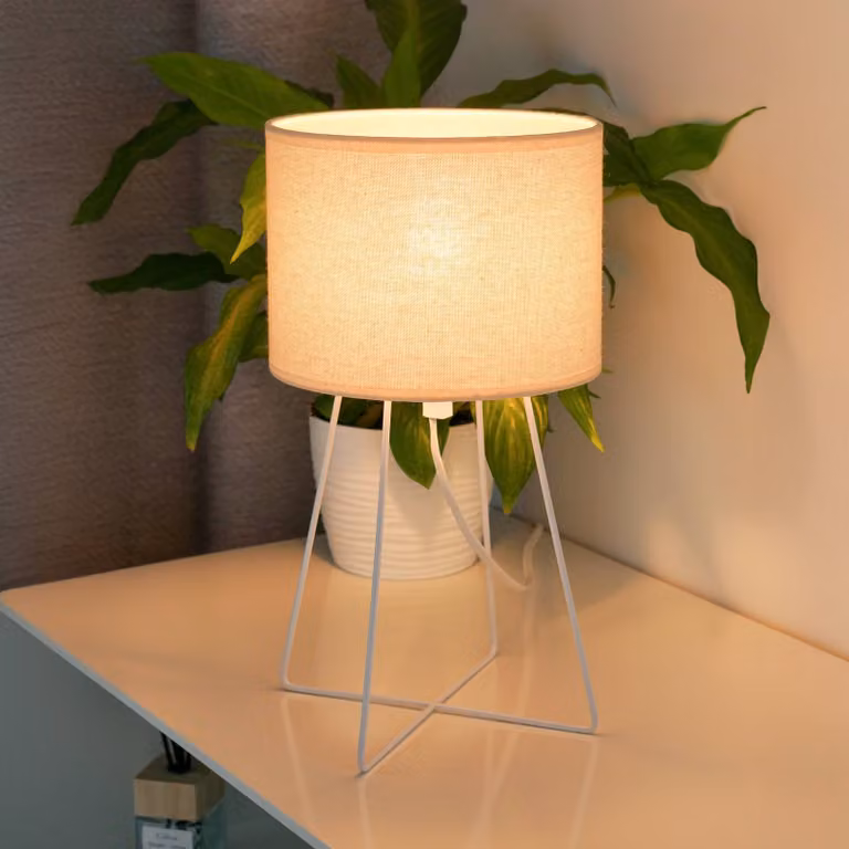 Lampada da tavolo Trixi Duolla, Crema / Ambra, Soggiorno / Sala da pranzo, Tessuto / Stoffa / Seta, Lampada da tavolo