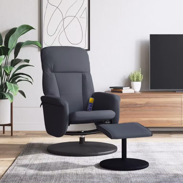 vidaXL Poltrona Relax Reclinabile con Poggiapiedi Grigio in Velluto e Finta Pelle