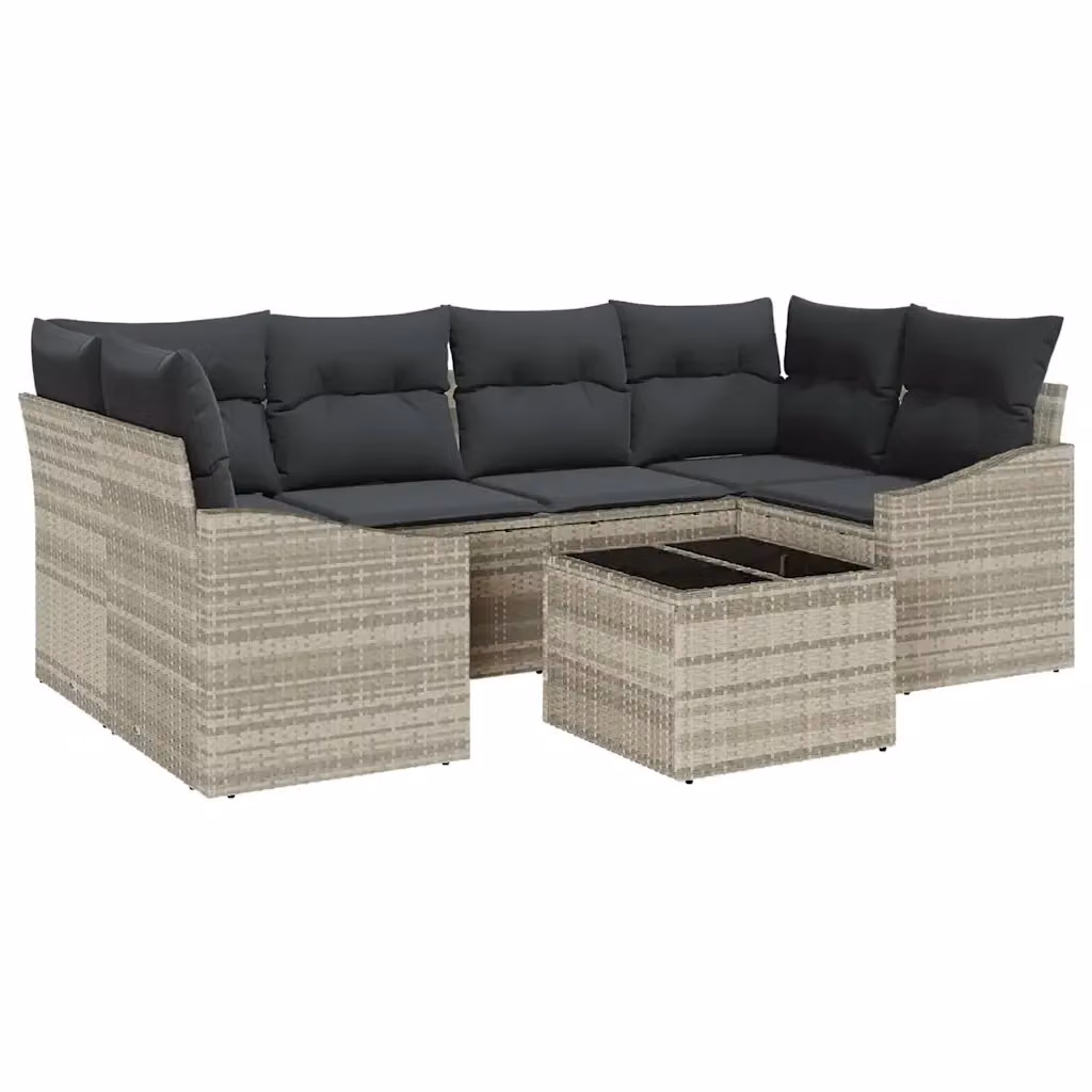 Set di divani da giardino a forma di L con tavolo da caffè vidaXL, 7 pezzi, Grigio – 2