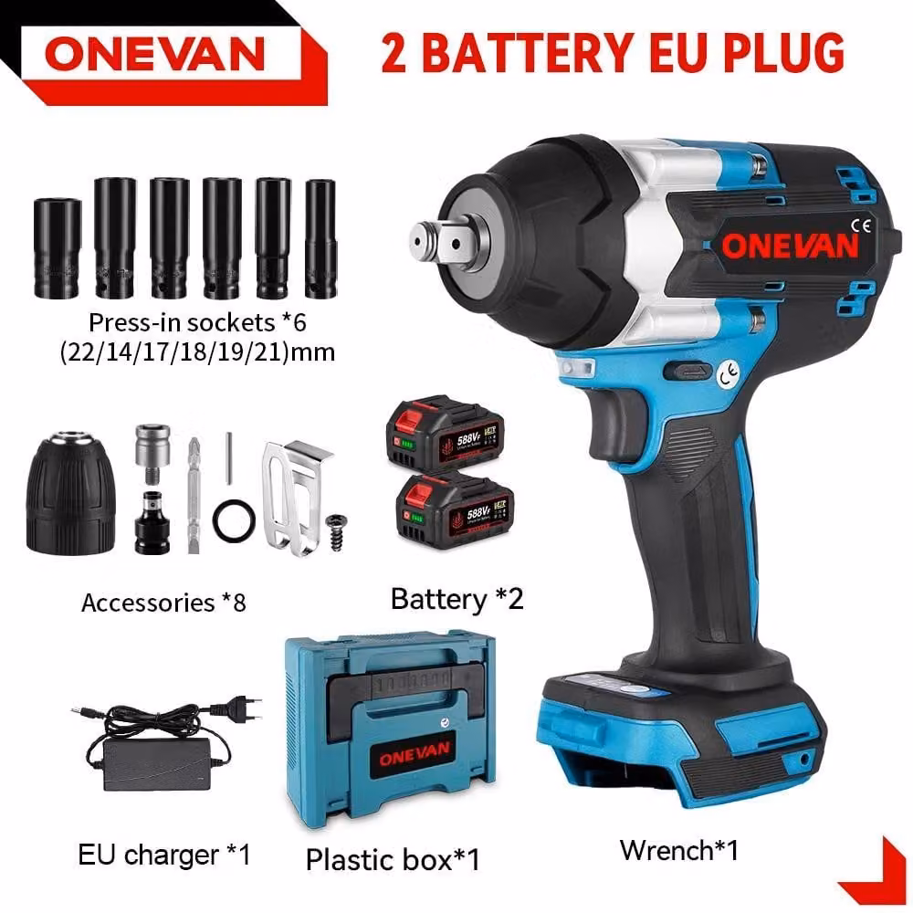 Avvitatore a impatto a batteria - Senza spazzole 18 V - Coppia 1800 Nm - Attacco quadrato 1,27 cm - Due batterie - Spina UE - Arancione