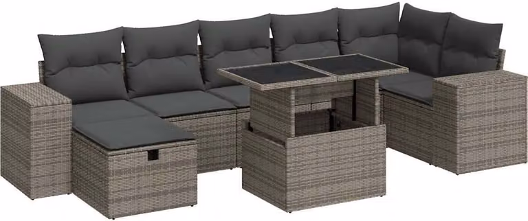 Set Divano da Giardino 5 pz con Cuscini Grigio in Polyrattan