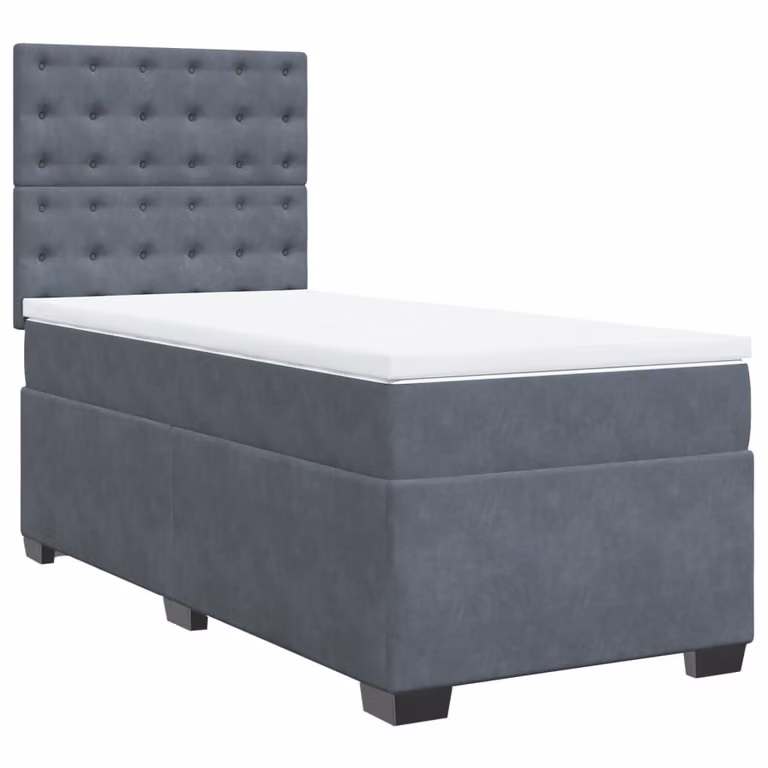 Giroletto a Molle con Materasso Grigio Scuro 90x190 cm Velluto