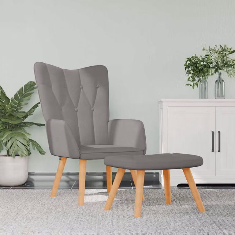 Maison Exclusive - Poltrona relax con poggiapiedi in tessuto color taupe