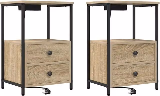 Set di 2 Comodini | Armadio da Notte | Mobiletto da notte Rovere Sonoma 40 x 31 x 60 cm