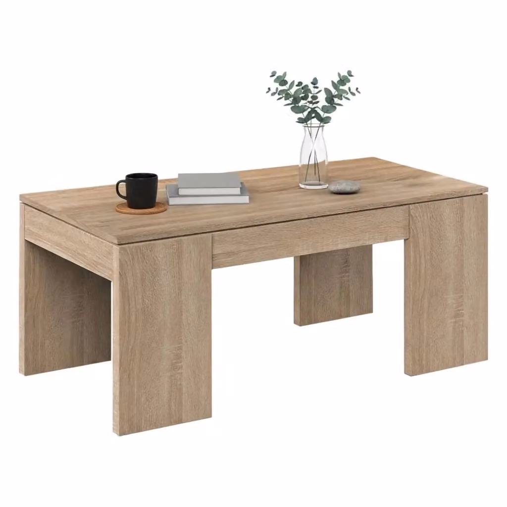 Tavolino da salotto Almo DMORA con piano elevabile in Rovere e finitura opaca, L: 100 cm, P: 50 cm, H: 43/84 cm – 2
