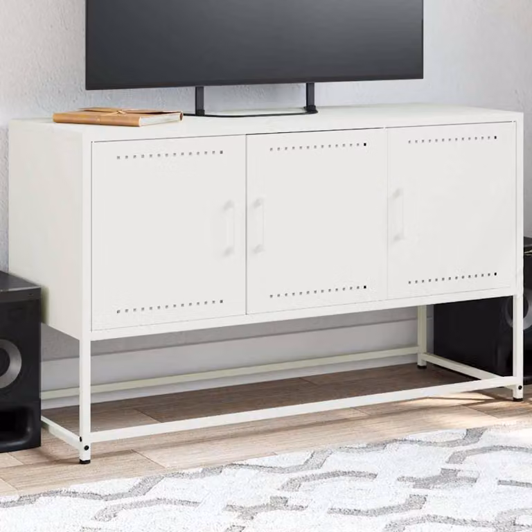 Mobile TV vidaXL in metallo bianco L: 100,5 cm, P: 39 cm, H: 60,5 cm