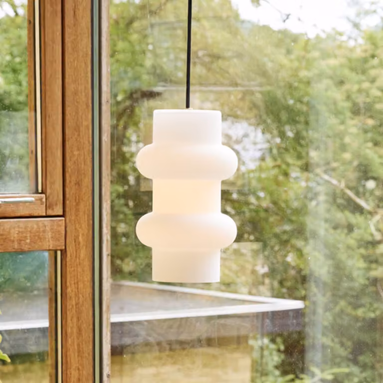 Hübsch Lampada a sospensione Pilule Double, dimmerabile, Bianco / Opale, Soggiorno / Sala da pranzo, Vetro, Scandinavo, Lampada a sospensione