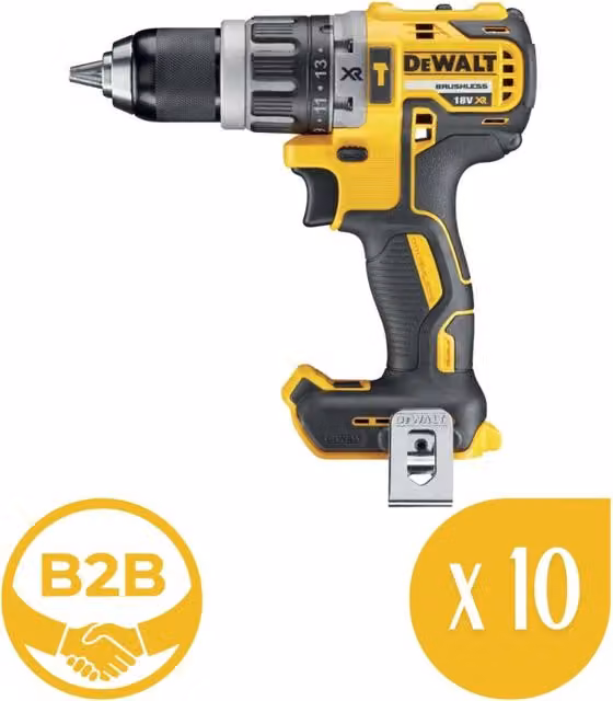 Pacco da 10 Trapani a Percussione DeWalt DCD796N Gialli Solo Corpo